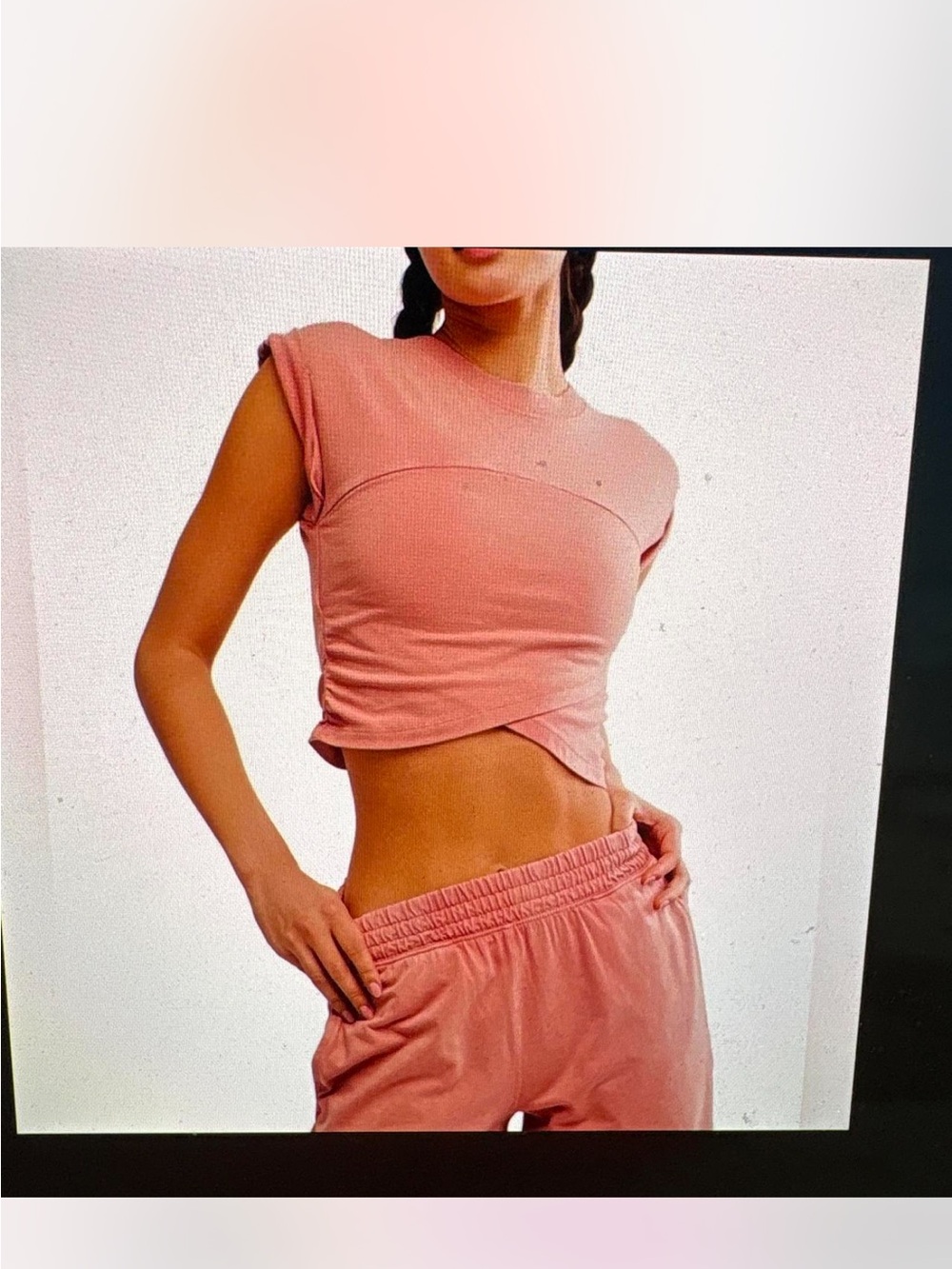 Source Unknown Rose Pink Cropped Short Sleeve Top